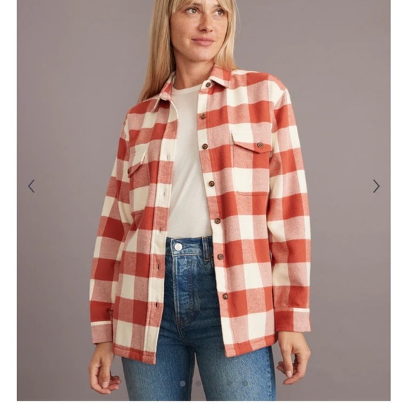 Marine Layer Riley‎ Overshirt in Rust/Cream size extra small - Picture 2 of 9